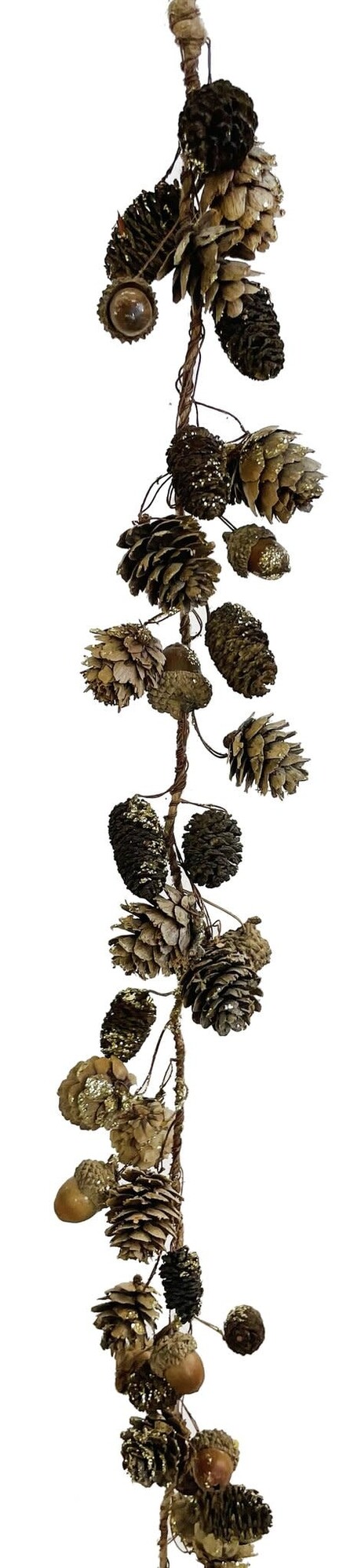 Garland with larix, alnus & acorn - natural/gold