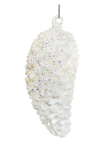 Glazen kegeltje met witte kralen