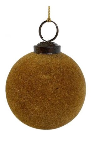 Glass Christmas ball velvet mustard