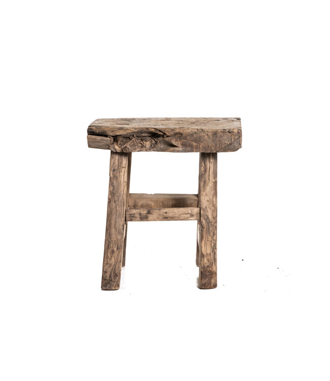 Old stool weathered elm wood #76