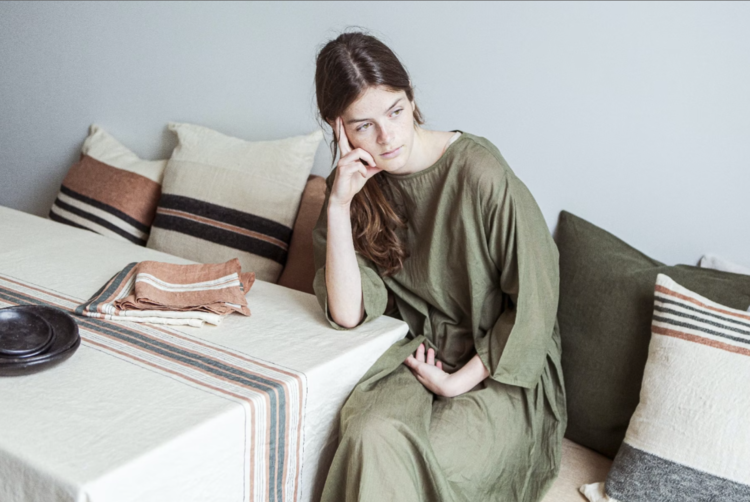 Libeco Gypsum tablecloth - stripe