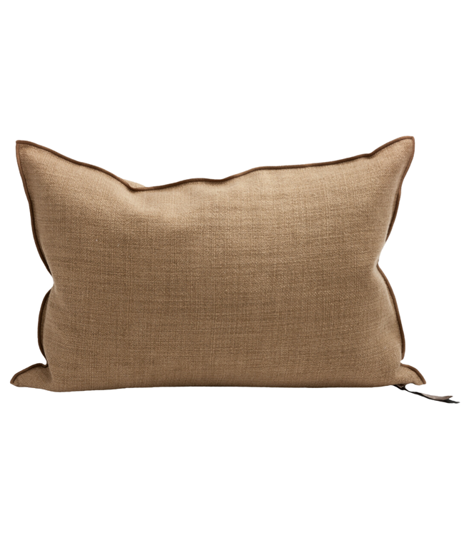 Cushion vice versa, vintage linen canvas - havane