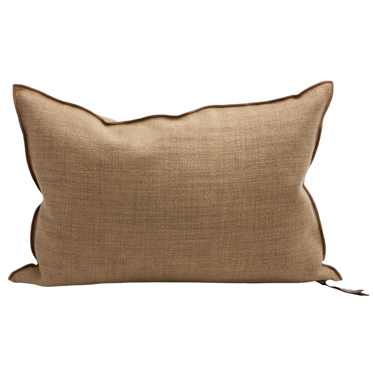 Maison de Vacances Cushion vice versa, vintage linen canvas - havane