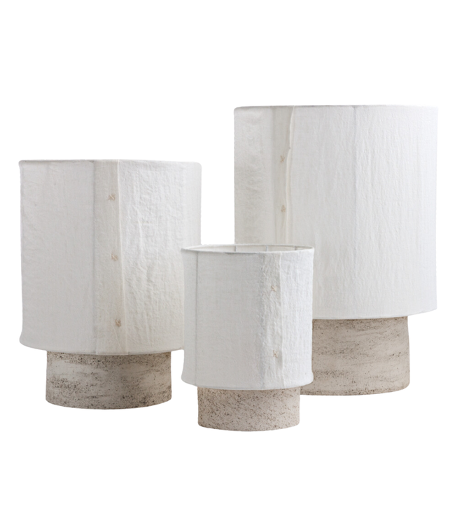 Lamp Kalé Osh sandstone argile blanche / washed linen ecru - M