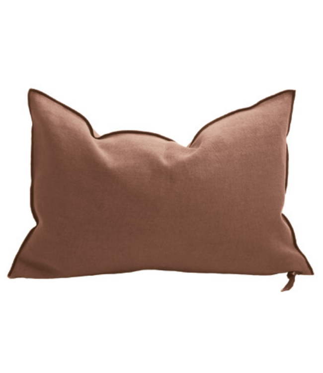 Cushion vice versa black line, stone washed linen - blush