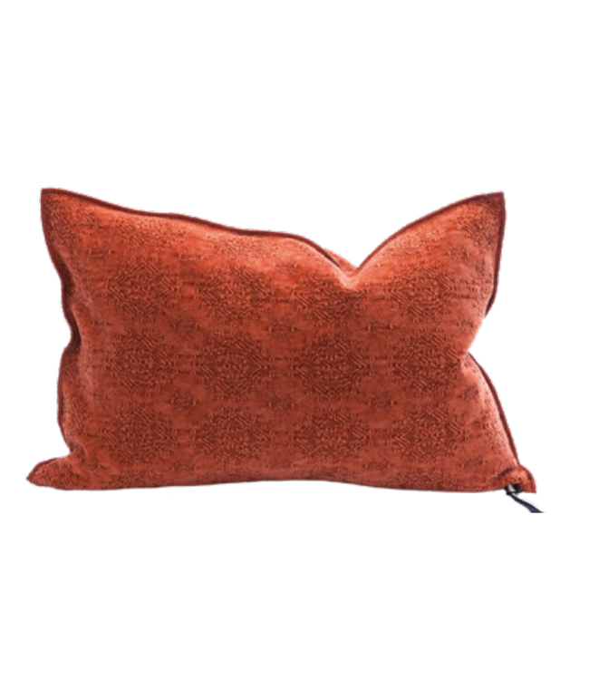 Cushion vice versa, stone washed jacquard kilim - henné
