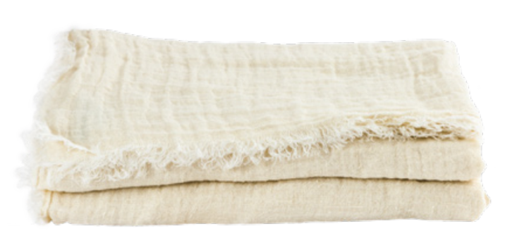 Maison de Vacances Throw vice versa fringed, washed linen gauze - fior di latte