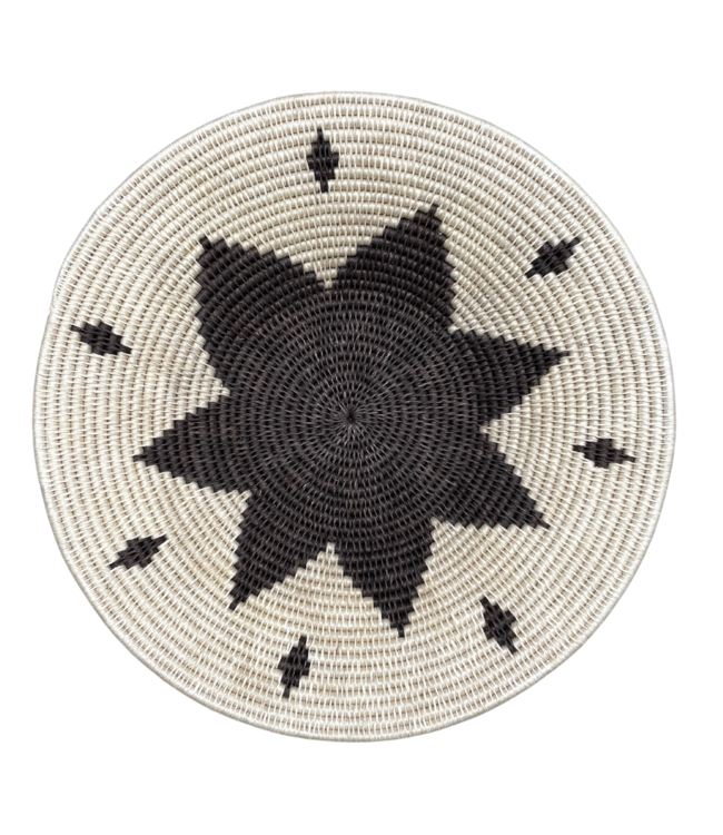 Sisal mand Zienzele zwart/wit Ø34cm #693