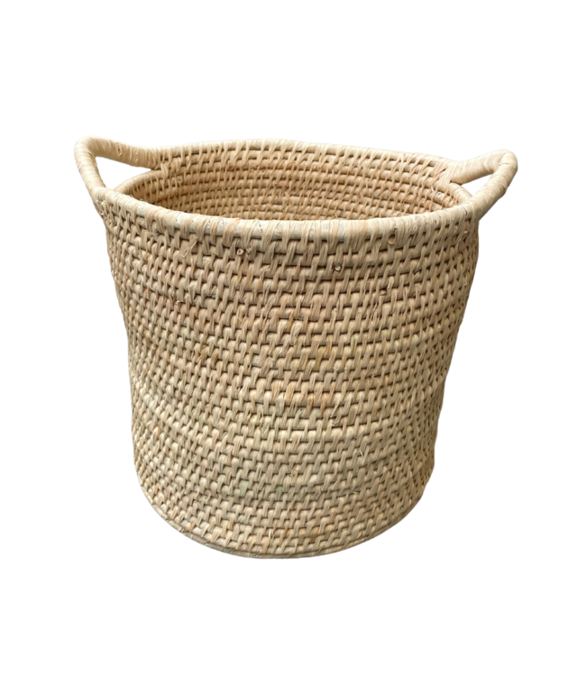Palm leaf paper basket with handles - Madagascar