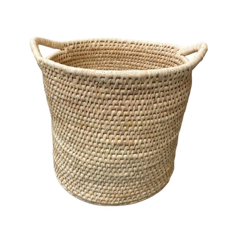 Palm leaf paper basket with handles - Madagascar