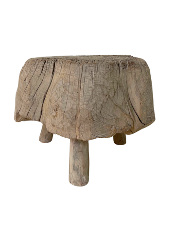 Robust round stool elm wood #69