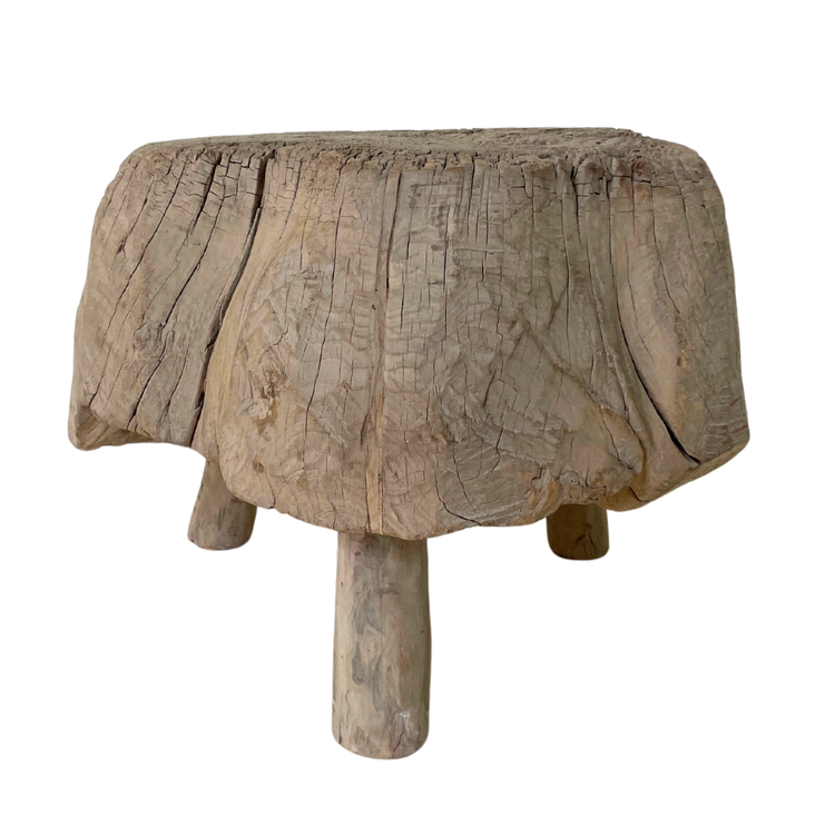Robust round stool elm wood #69