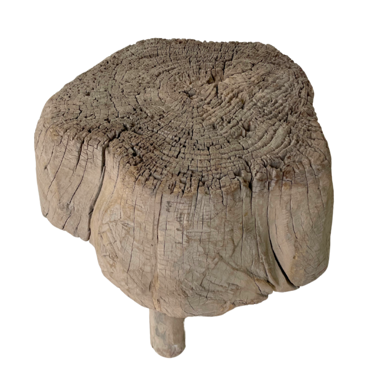 Robust round stool elm wood #69