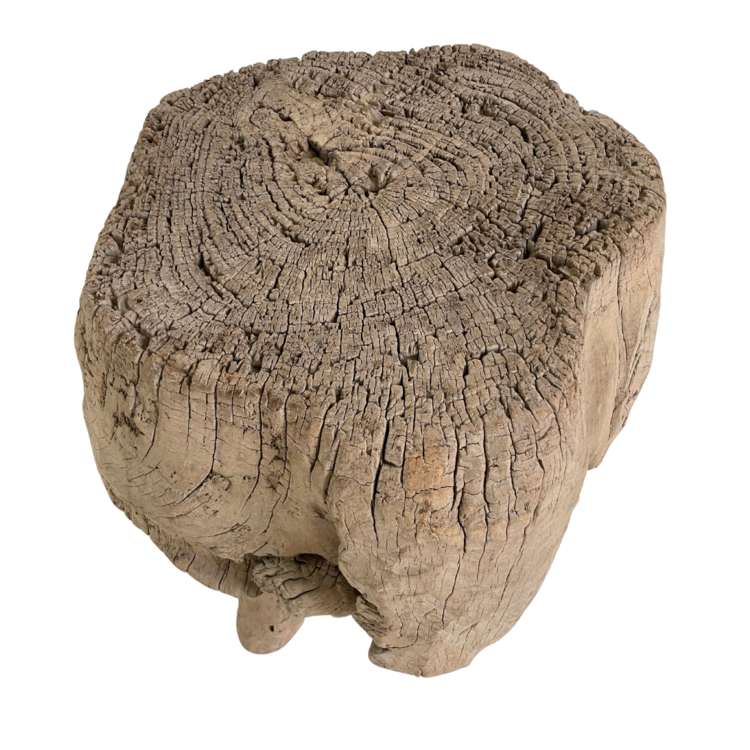 Robust round stool elm wood #69