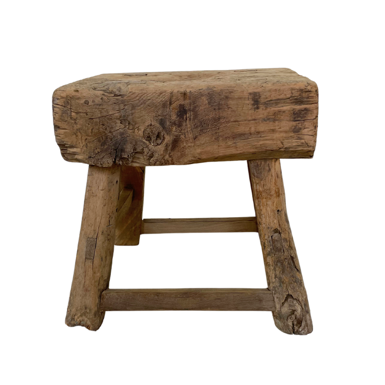 Very thick robust stool elm wood