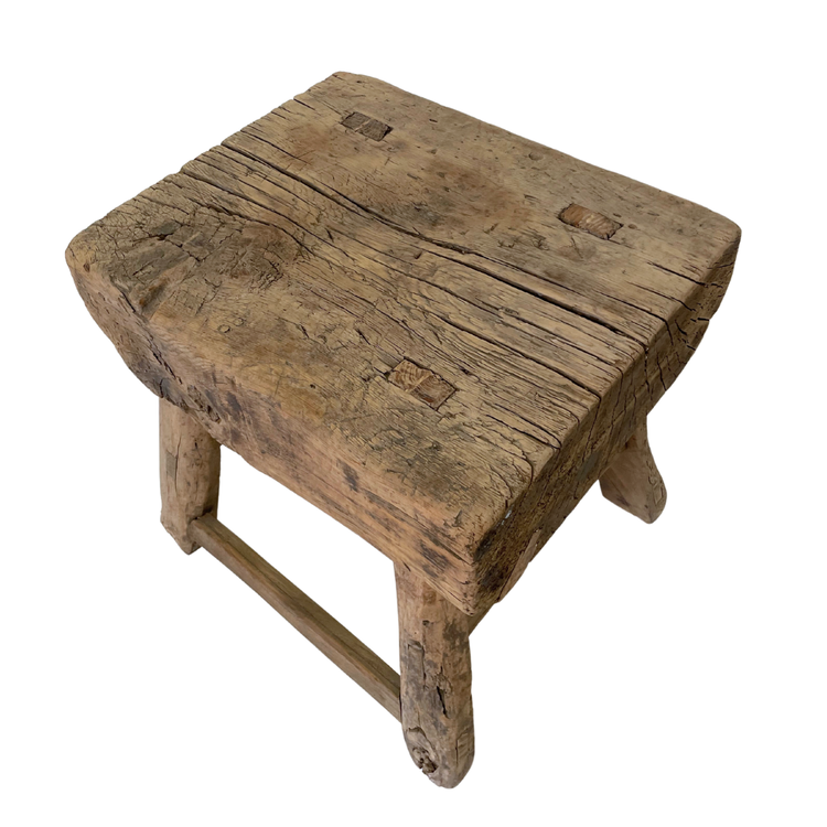 Very thick robust stool elm wood
