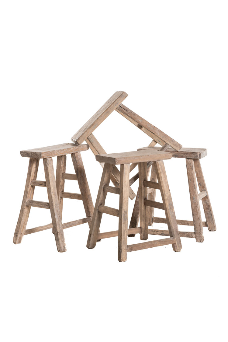 Elm wood antique stool rectangular