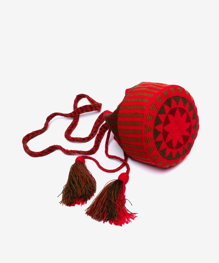 Guanabana handmade Crossbody M - Delia - green & neon coral