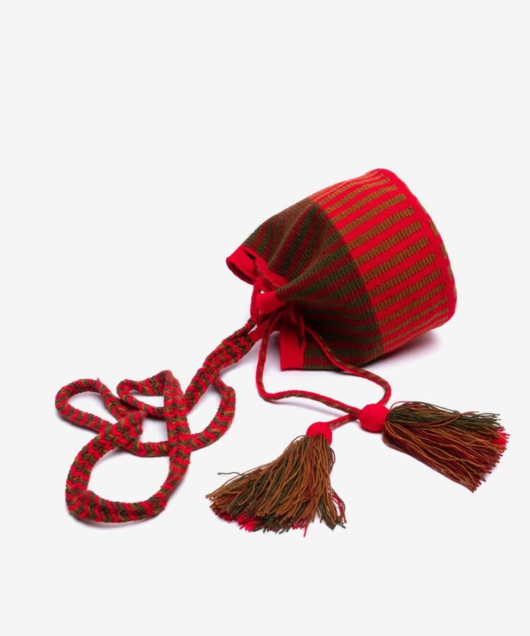 Guanabana handmade Crossbody M - Delia - green & neon coral