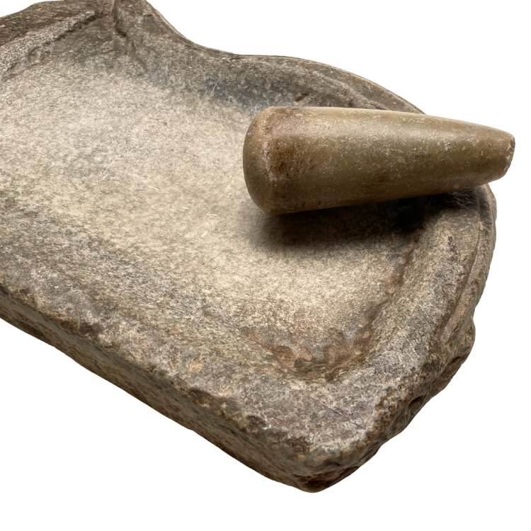 Oude marmeren vijzel met stamper #1