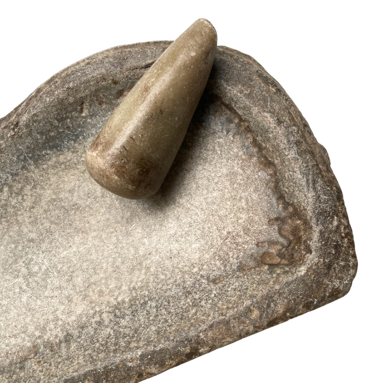 Oude marmeren vijzel met stamper #1