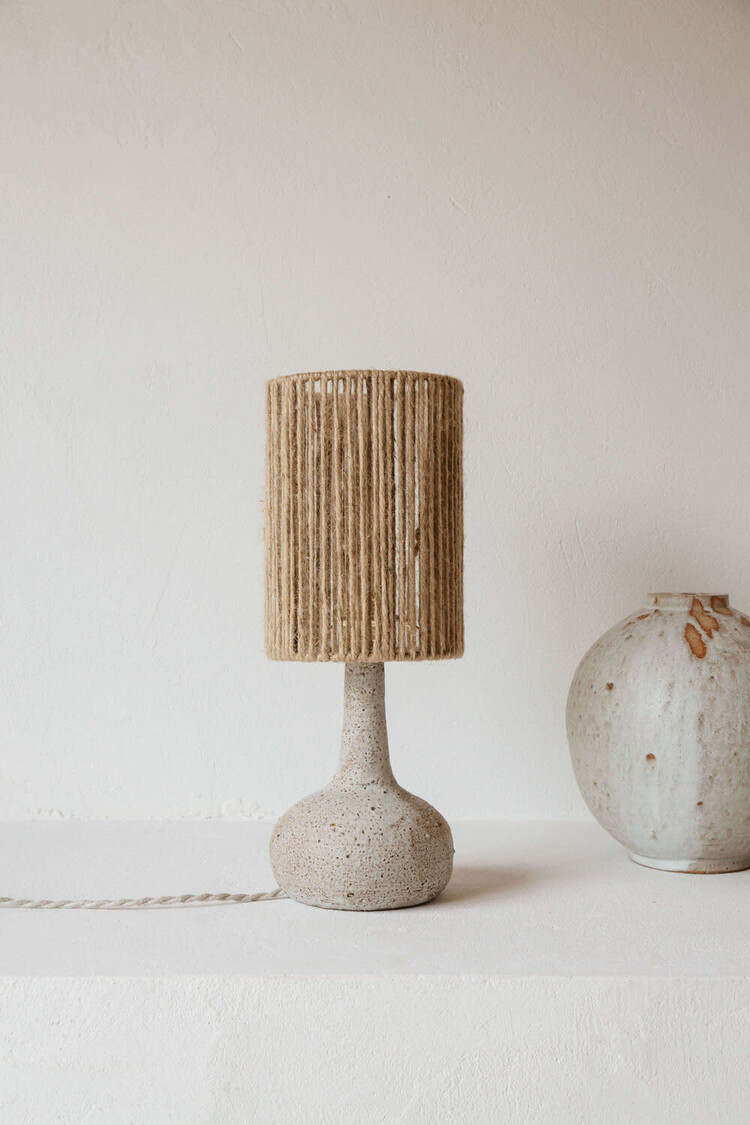 Grès Editions Tafellamp Lune - blanc brut - dik jute