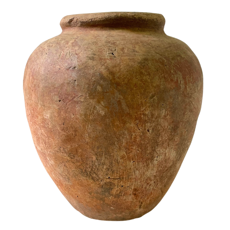 Oude Indonesische terracotta vaas #1 - rood/oker