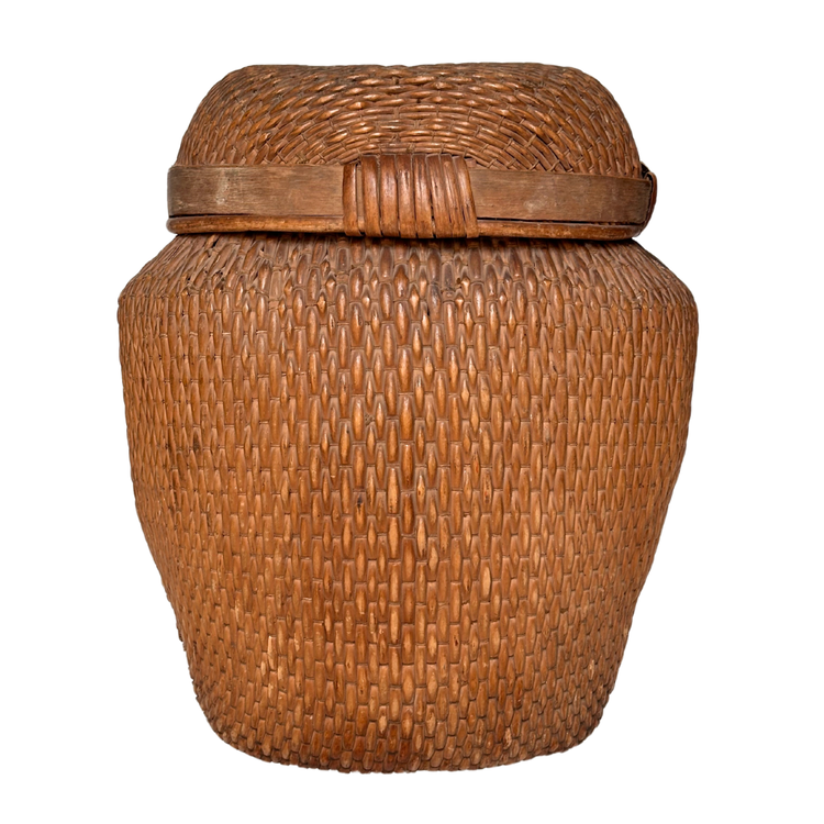 Old rattan basket with lid #44