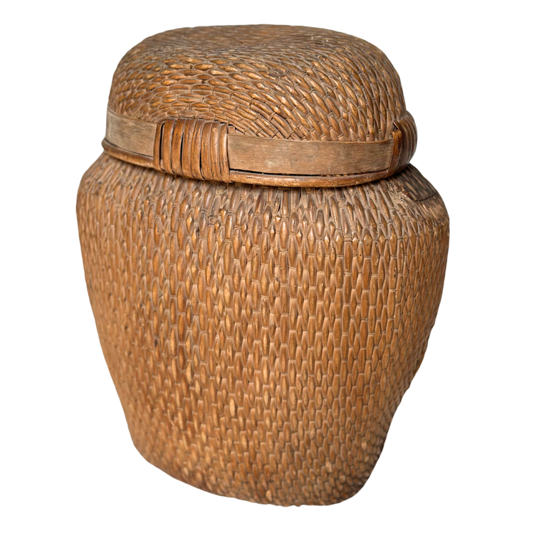 Old rattan basket with lid #44