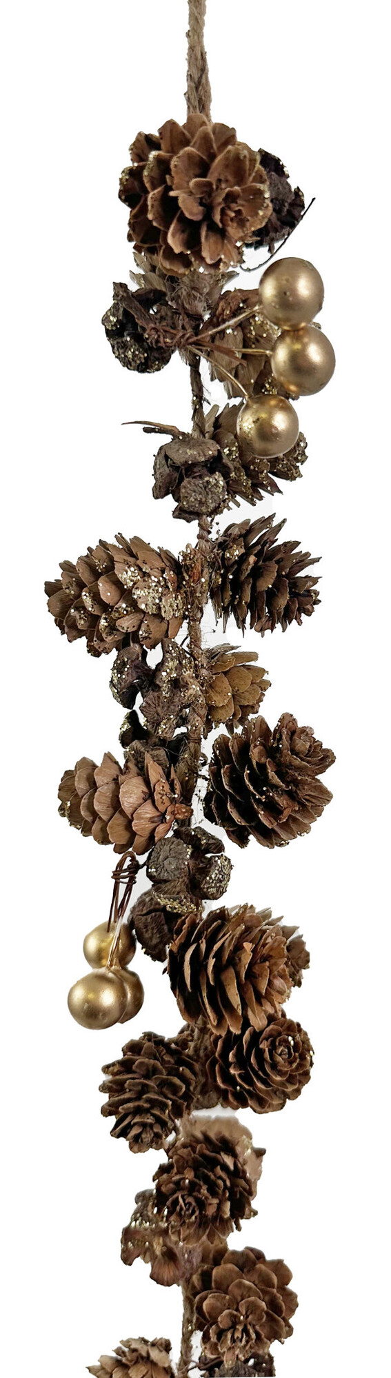 Cone garland with gold berries gold glittered