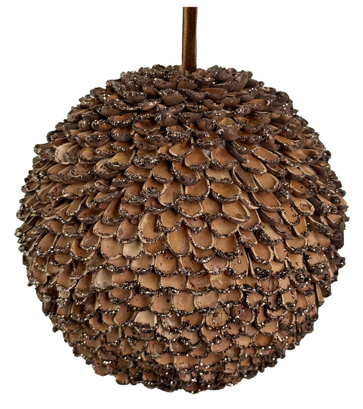 Kerstbal met goud/koperen randjes