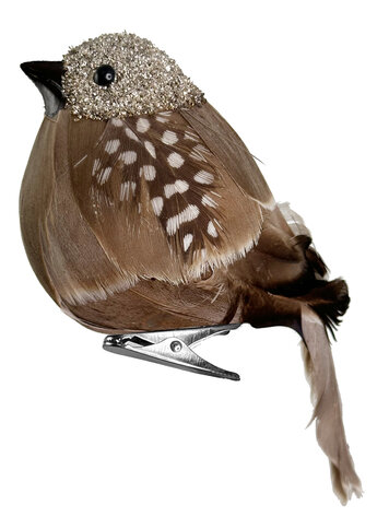 Bird with clip - brown/silver