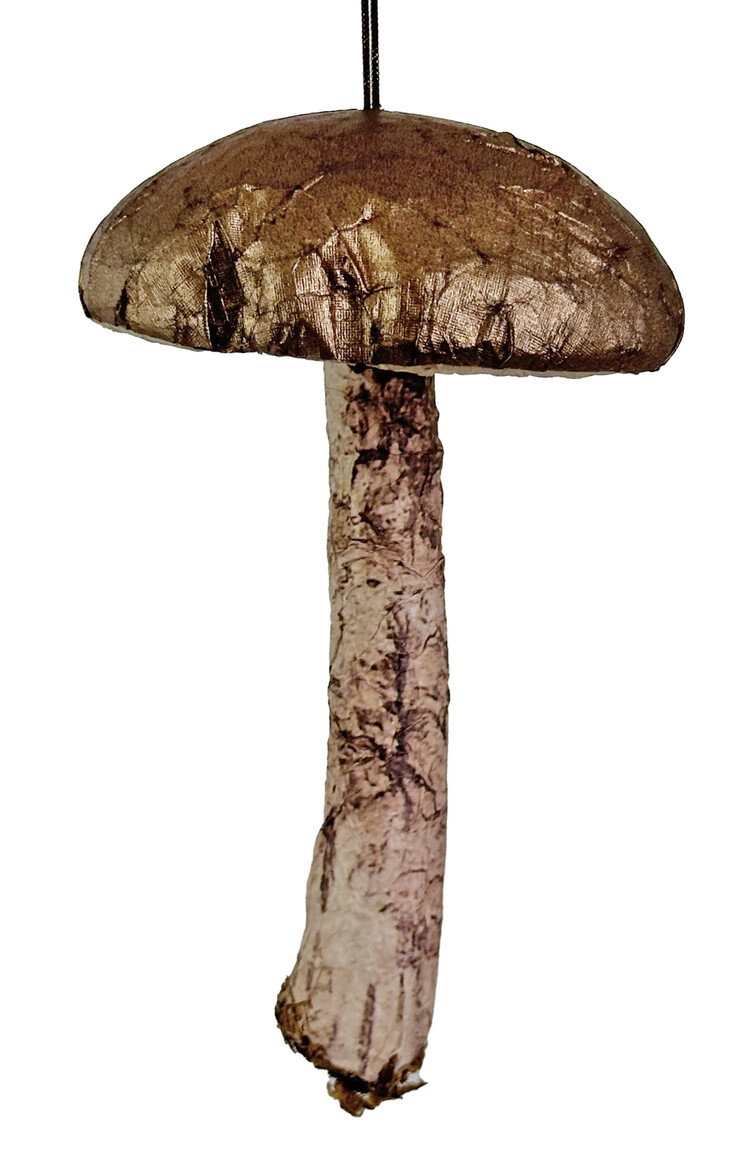 Paper mushroom ornament brown gold