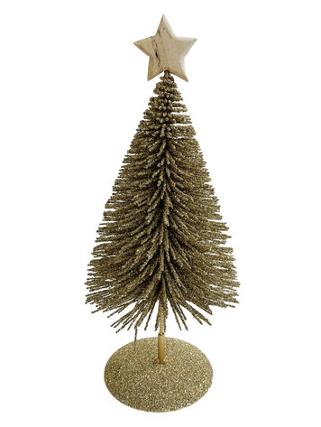 Metalen kerstboom met houten ster