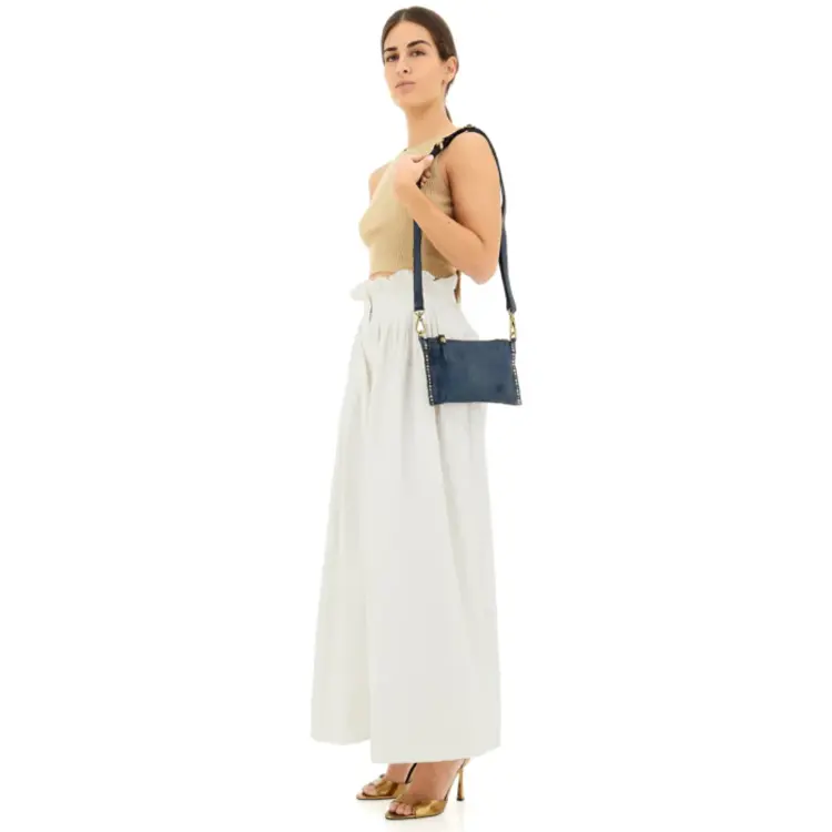 Campomaggi Kura Crossbody Bag - Cow Multicolor Studs Profile - Sapphire