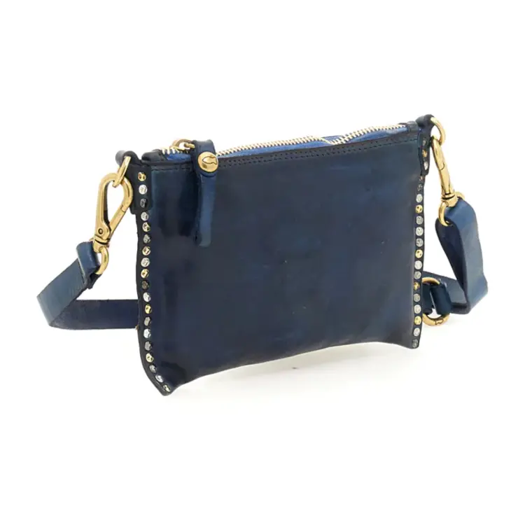 Campomaggi Kura Crossbody Bag - Cow Multicolor Studs Profile - Sapphire
