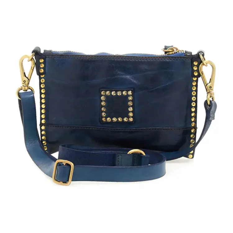 Campomaggi Kura Crossbody Bag - Cow Multicolor Studs Profile - Sapphire