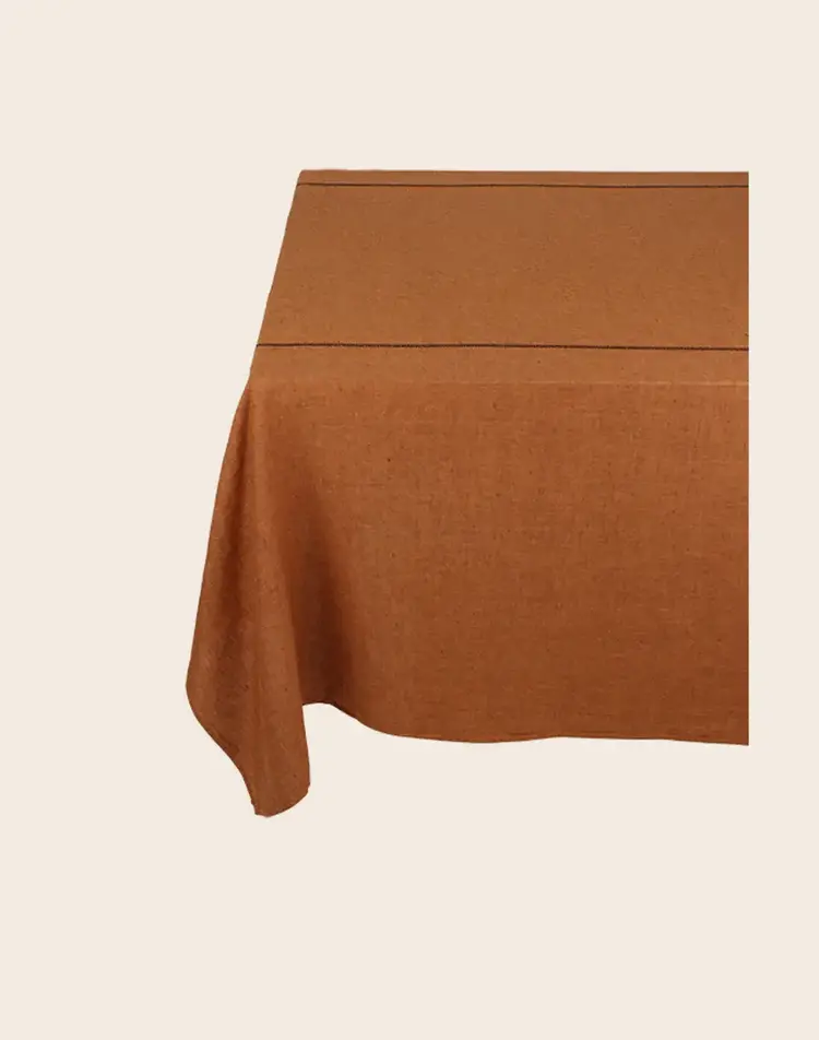 Caravane Tablecloth Noé, washed linen - terracotta