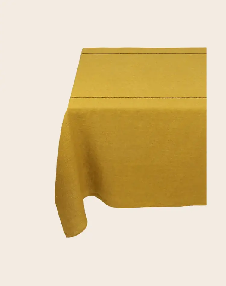 Caravane Tablecloth Noé, washed linen - curcuma