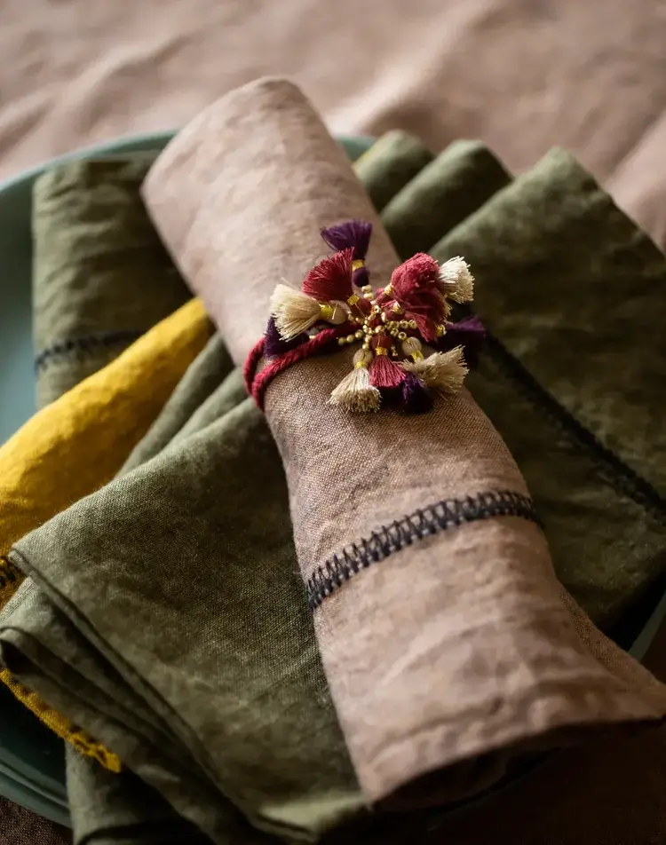 Caravane Napkin Noé, washed linen - cafe