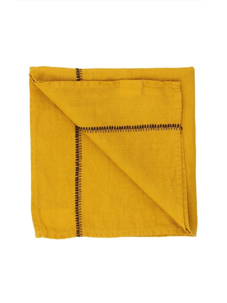 Caravane Napkin Noé, washed linen - curcuma