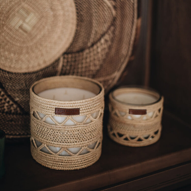 Geurkaars raffia Dina - mandarine majorelle