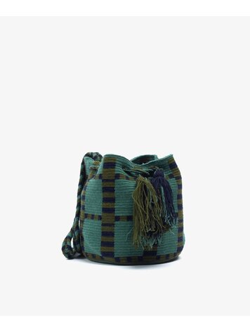 Guanabana handmade Crossbody Bag M - Robin - jade green & dark blue