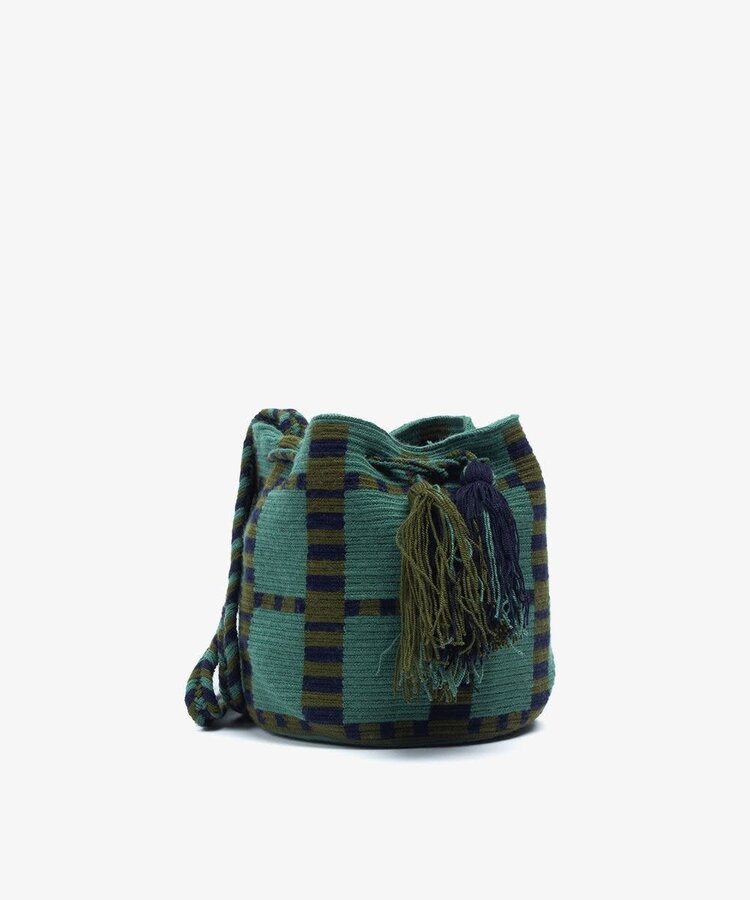 Guanabana handmade Crossbody Bag M - Robin - jade green & dark blue