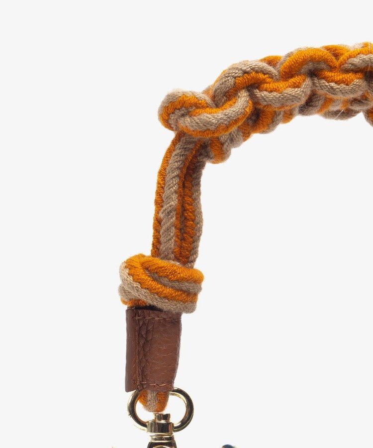 Guanabana handmade Crossbody Bag M with short macrame handle - Pelican green & yellow