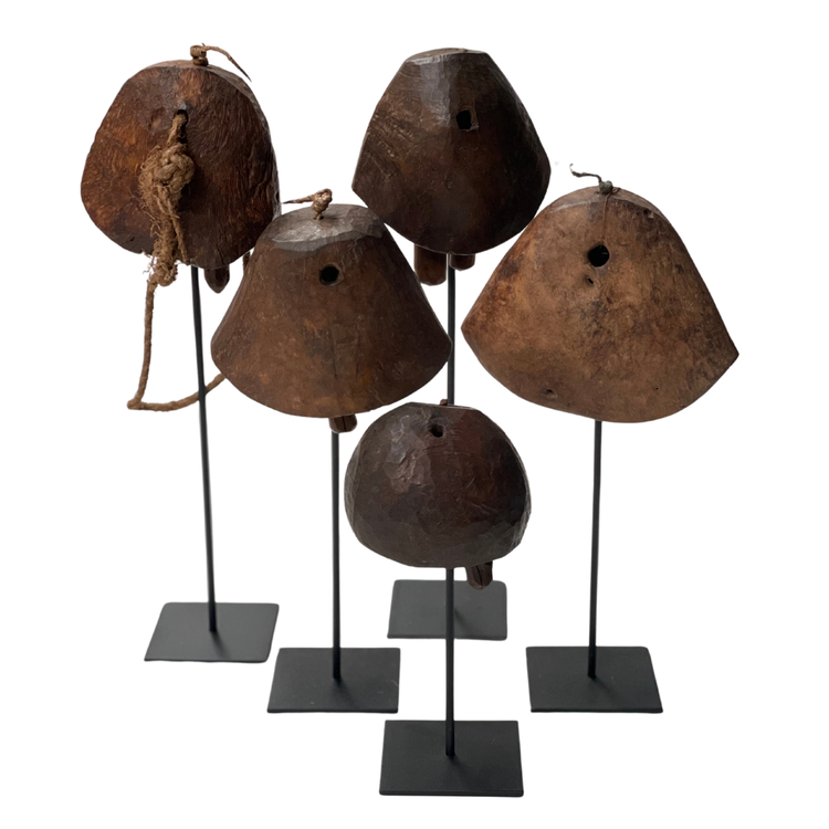 Vintage wooden camel bell on stand #1