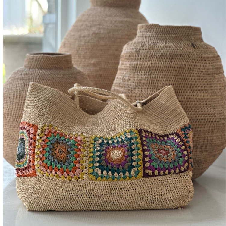 Lolo Deco Raffia Shopper Madagascar - Grand Cabas, Multicolor