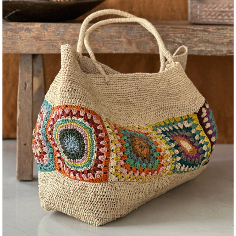Lolo Deco Raffia Shopper Madagascar - Grand Cabas, Multicolor