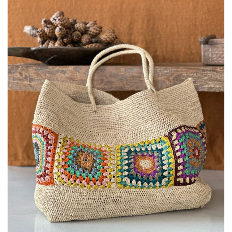 Lolo Deco Raffia Shopper Madagascar - Grand Cabas, Multicolor