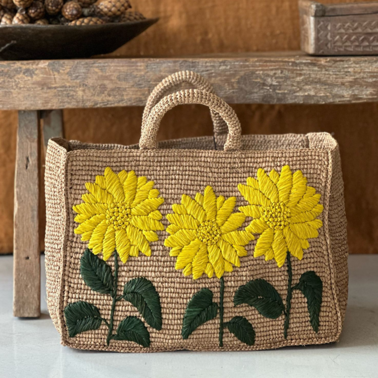 Lolo Deco Raffia Shopper Madagascar - Laura sunflower